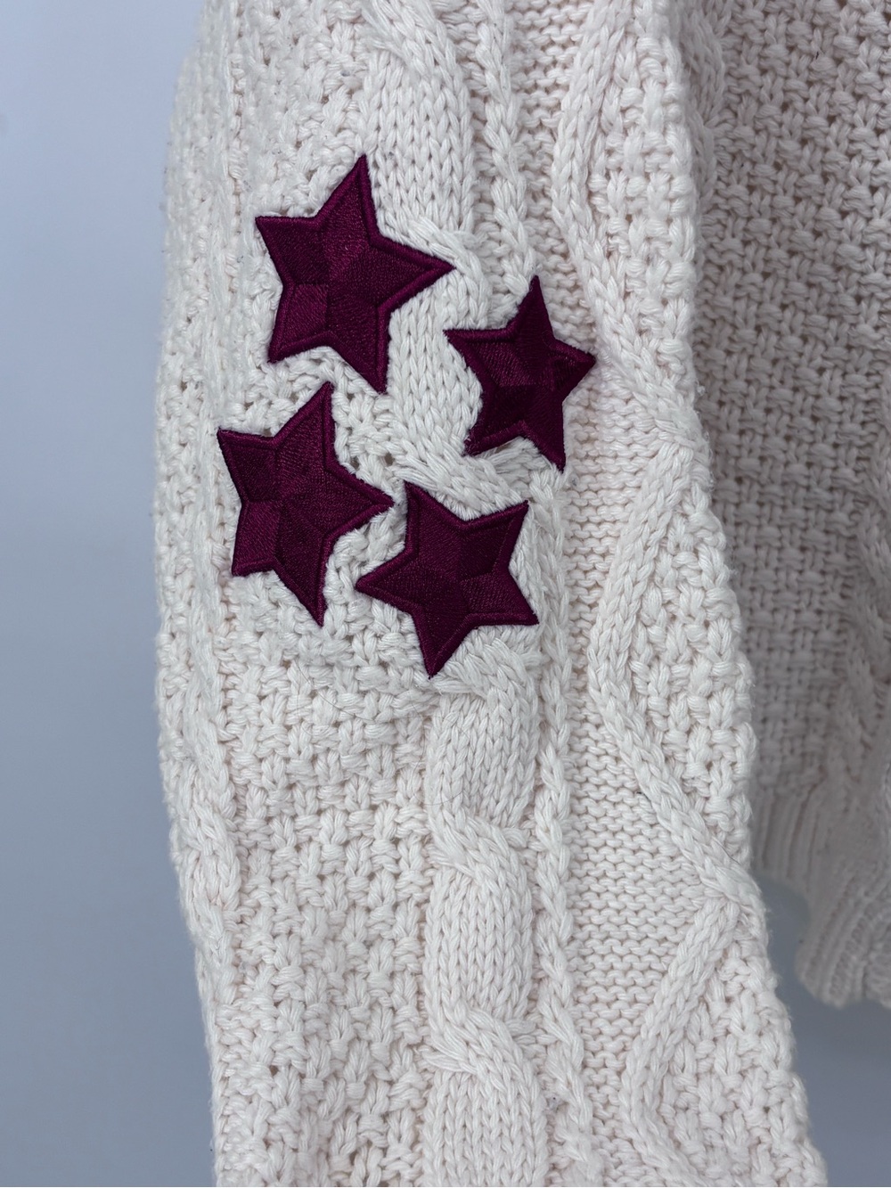 Taylor Swift Cream Cable Knit Button-Front Red star cardigan Med/ Large sweater - Picture 6 of 9